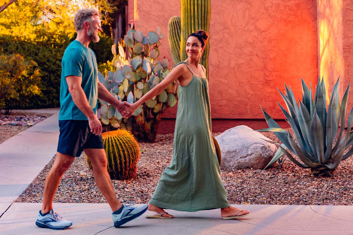 Couple Walking Hand in Hand at Canyon Ranch Tucson