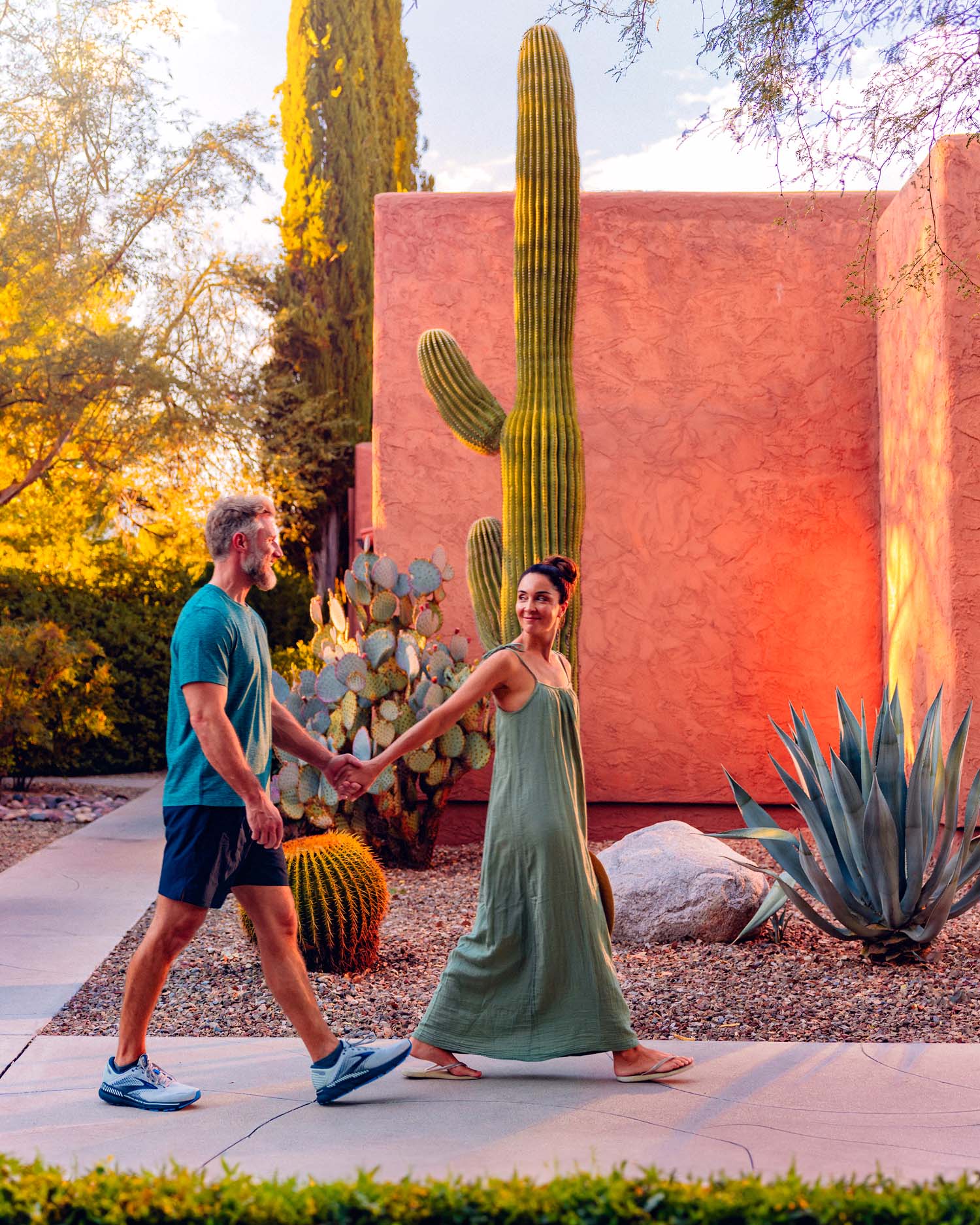 Couple Walking Hand in Hand at Canyon Ranch Tucson