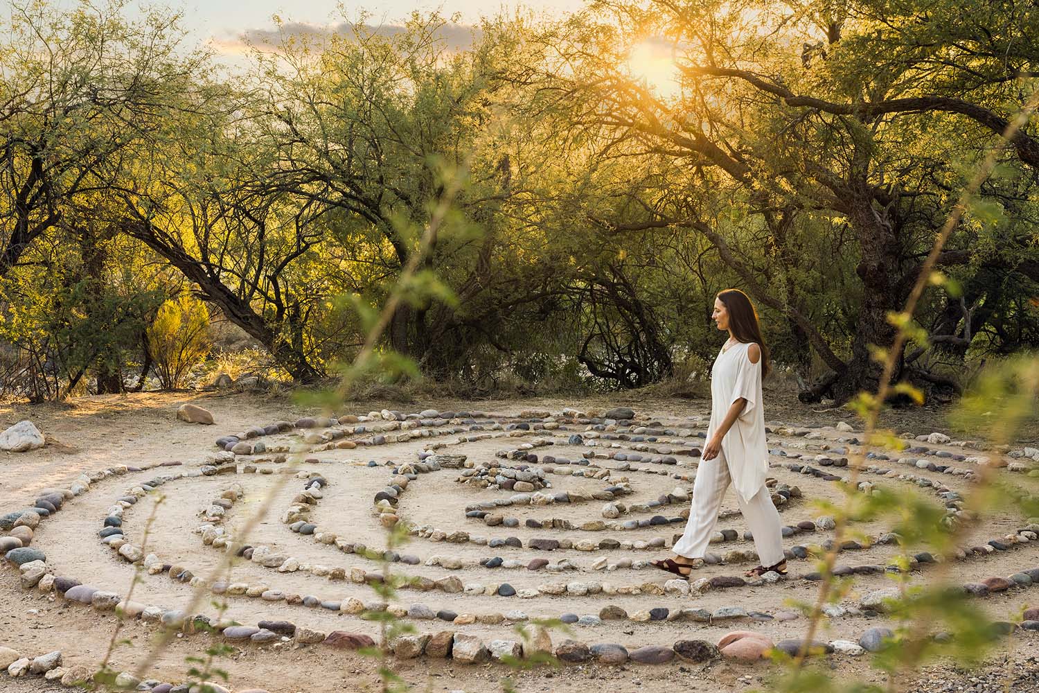 Woman Walking the Labyrinth at Canyon Ranch Tucson
