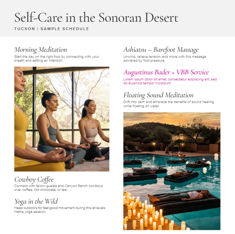 Canyon Ranch Sample Itinerary