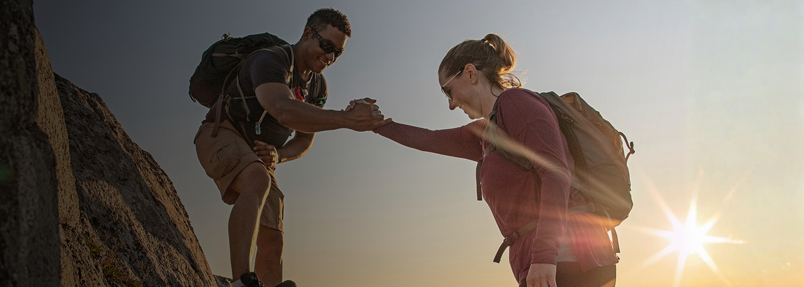 A couple hiking in the desert