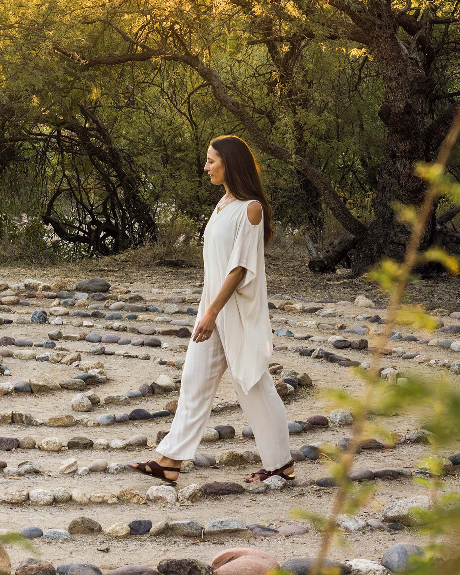 A woman walking the labyrinth in Tucson 