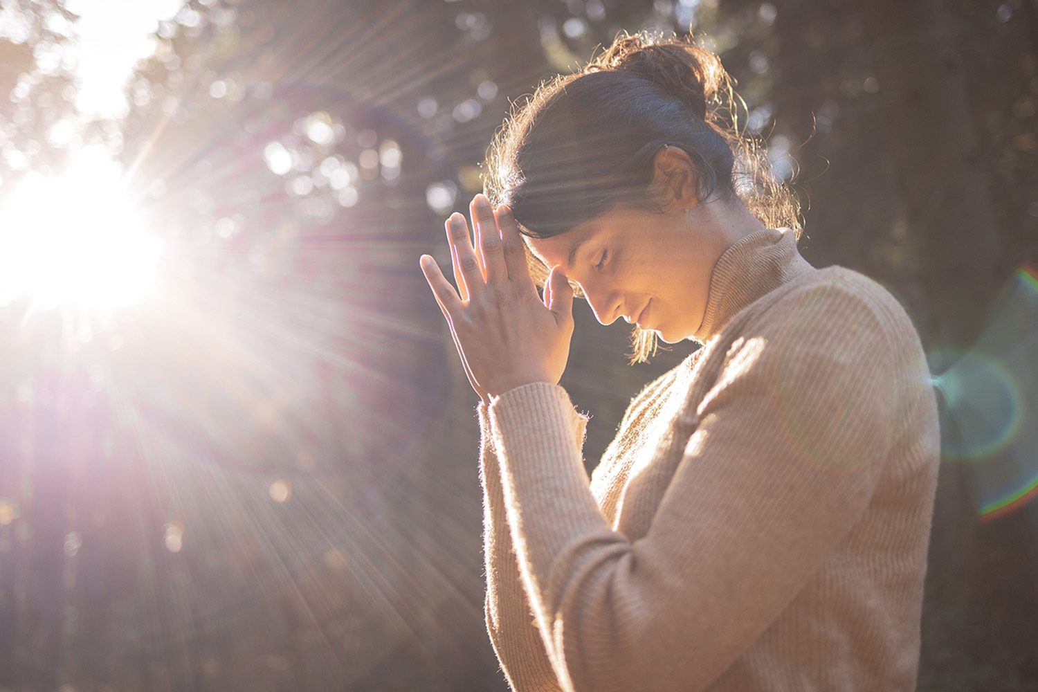 a woman meditating