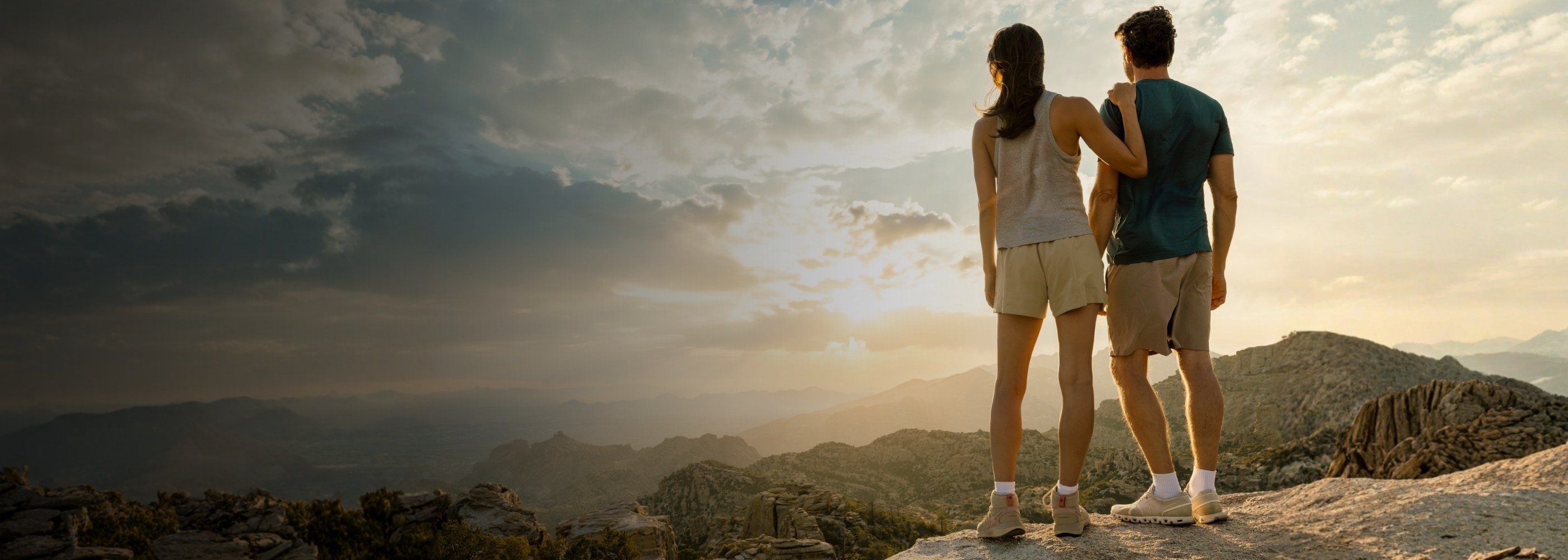 Woman Meditating on Top Mountain in Tucson 