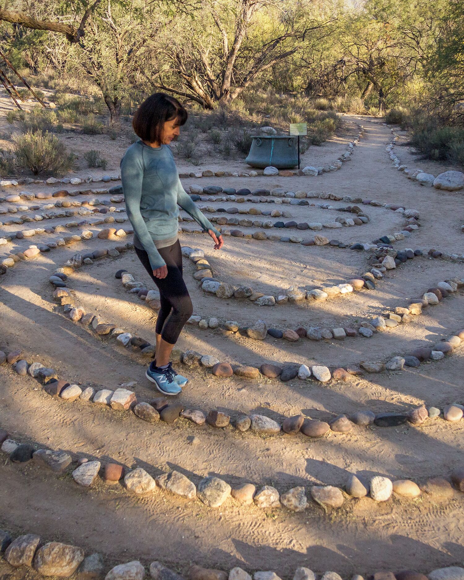 A woman walking in the labyrinth