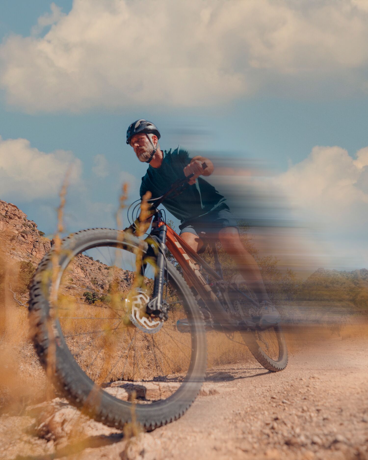 Man Mountain Biking in the Desert