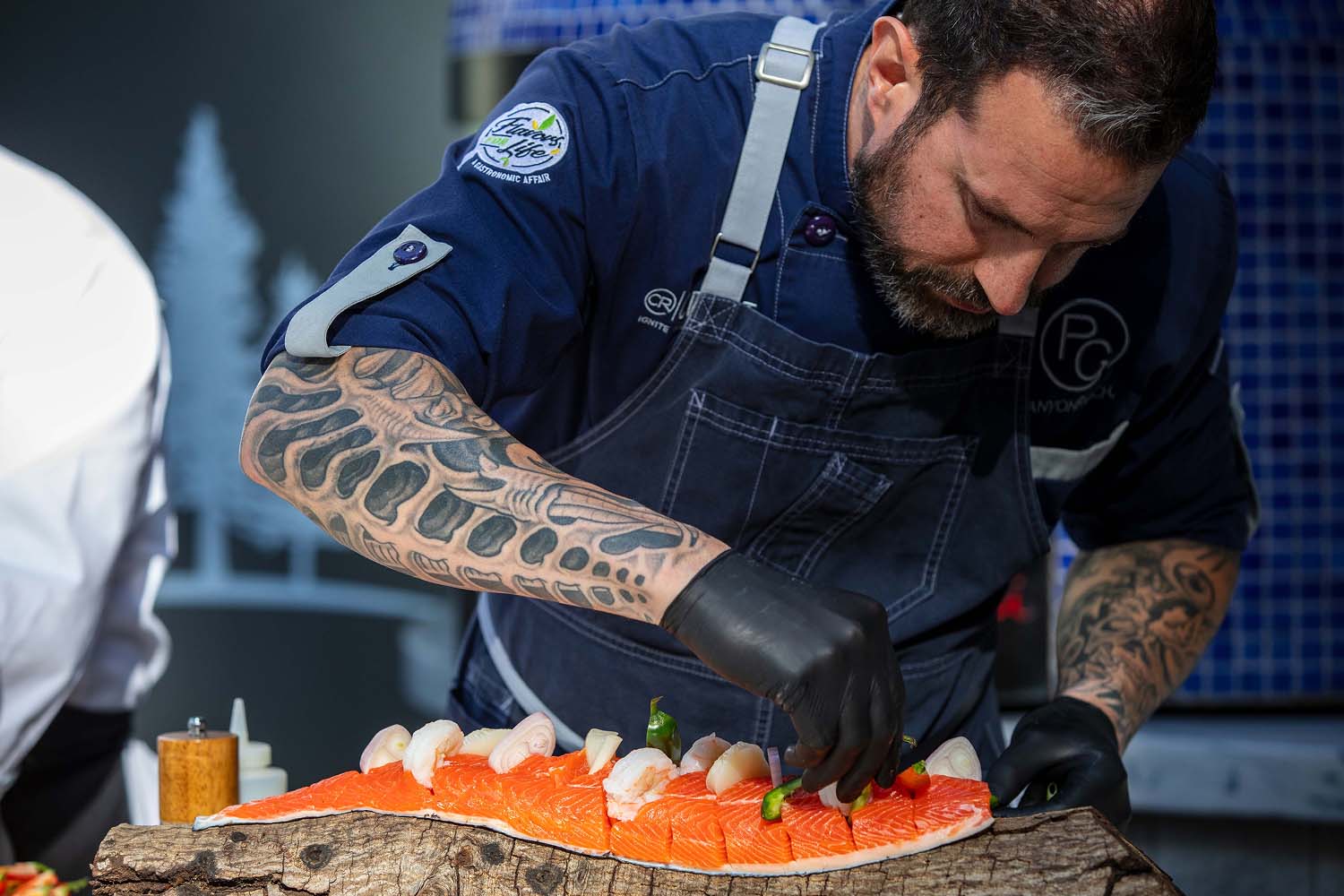 Chef Pete prepping a Salmon Filet