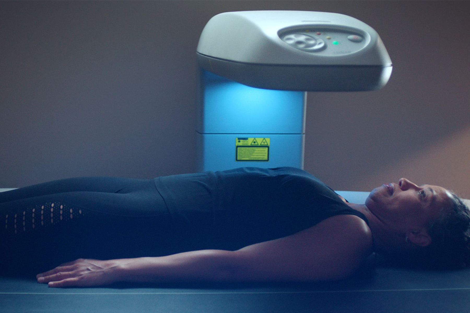 A woman getting a dexa scan
