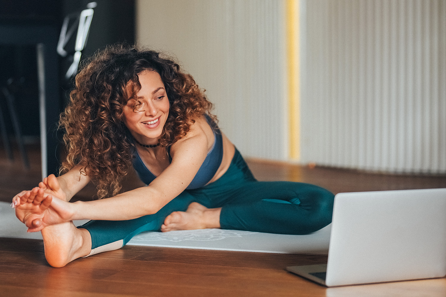 A woman doing yoga