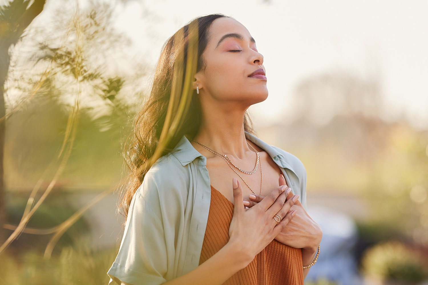 a woman meditating