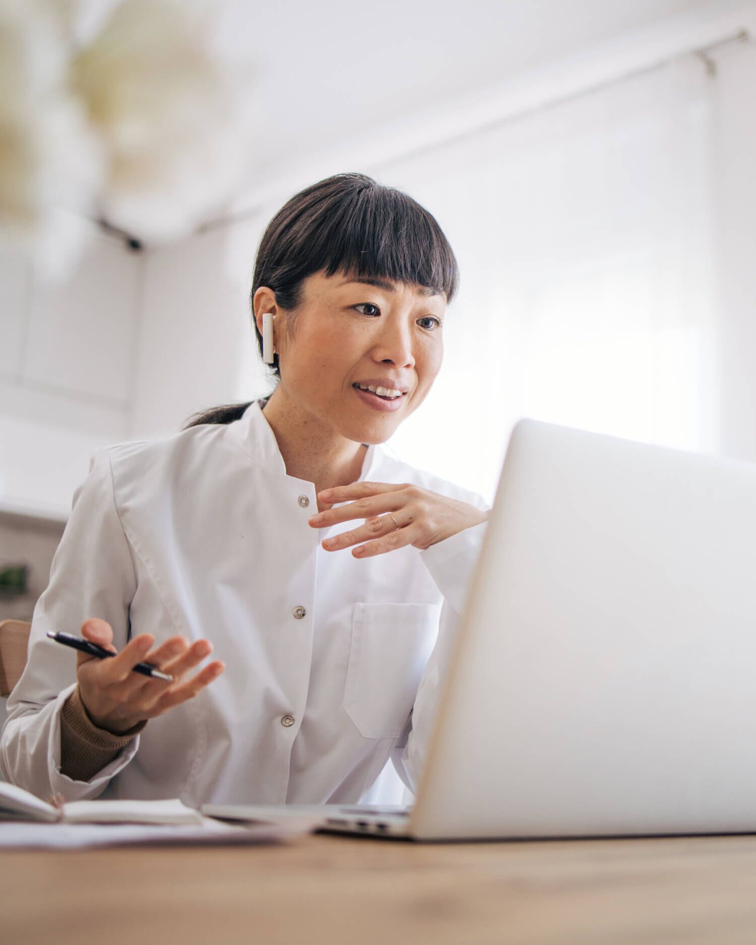 A woman getting a virtual consultation