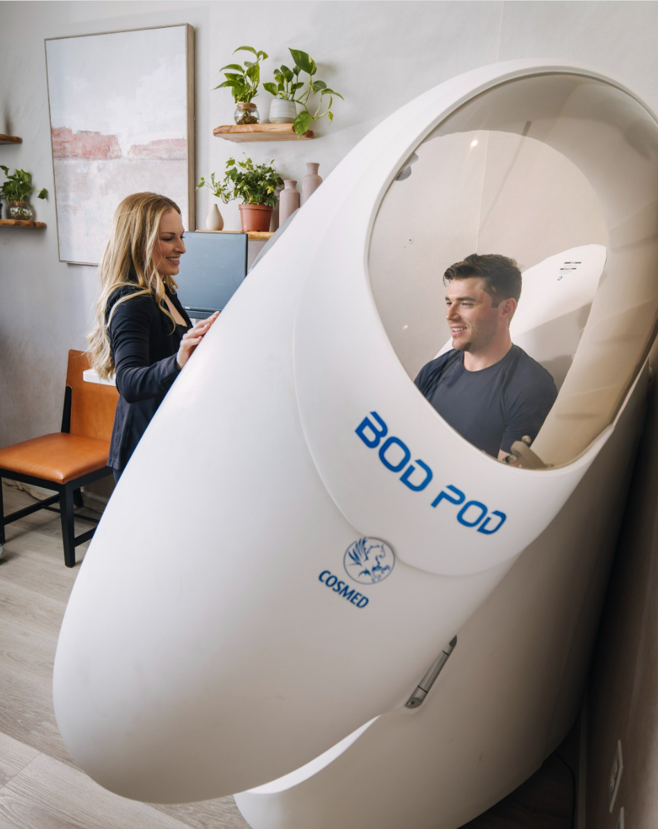 A man getting a body composition screening