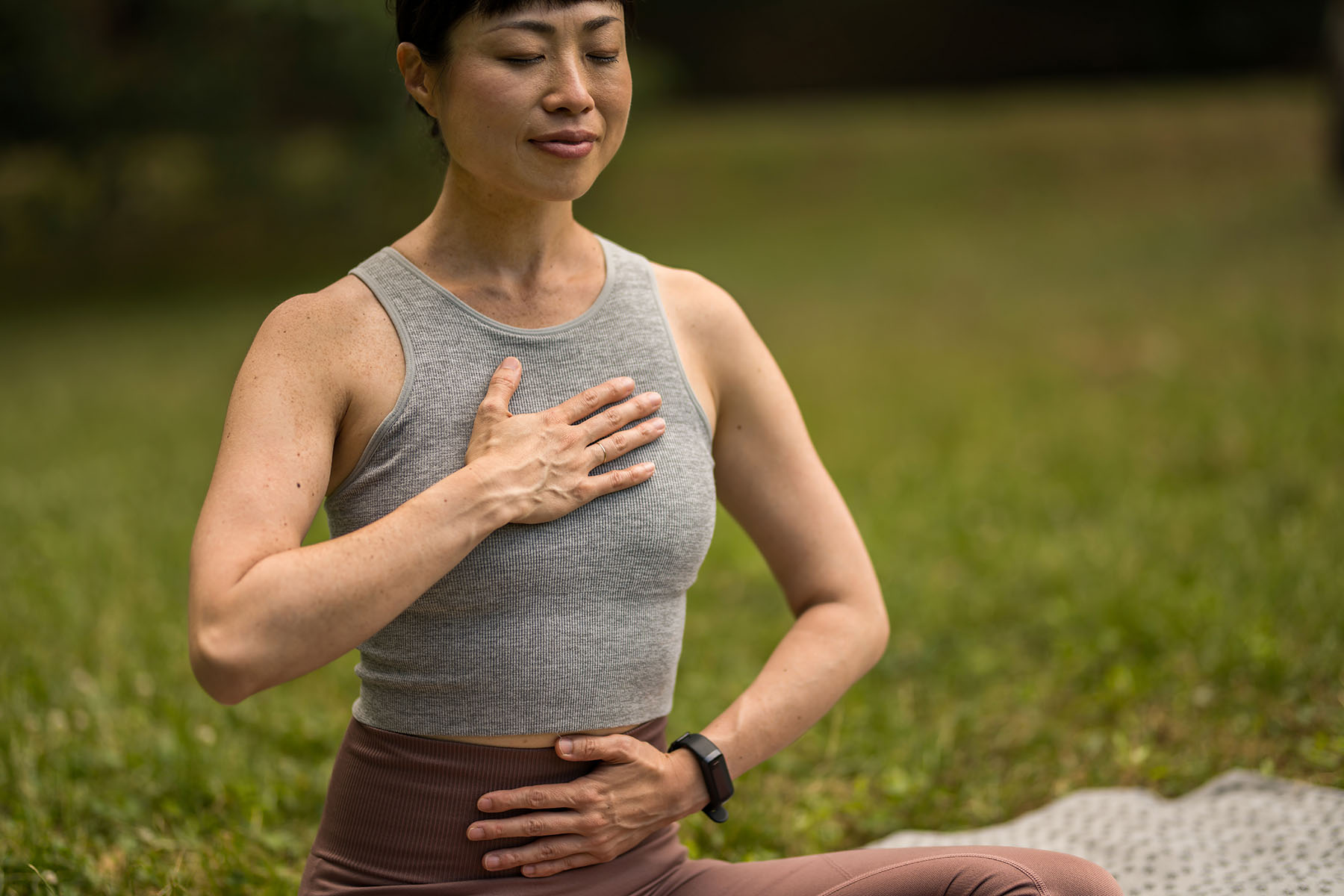 a woman meditating