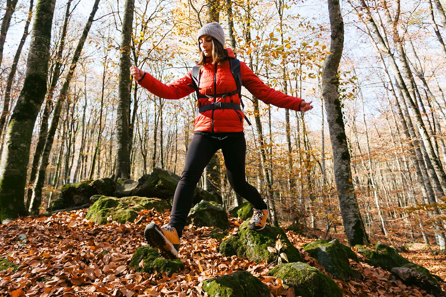 a woman hiking
