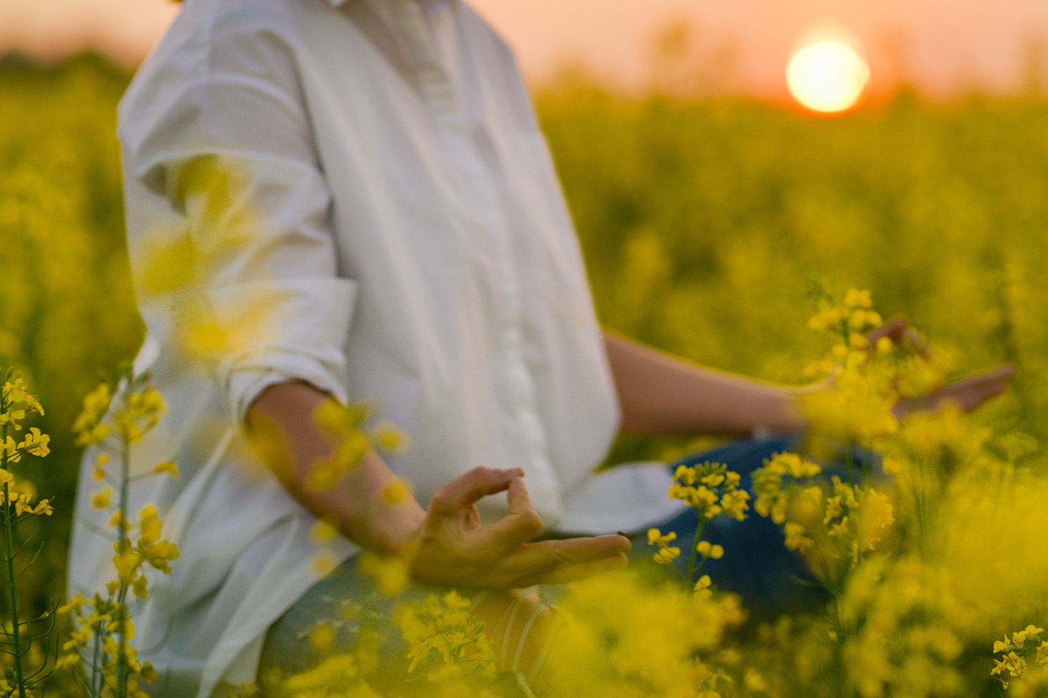 a woman meditating