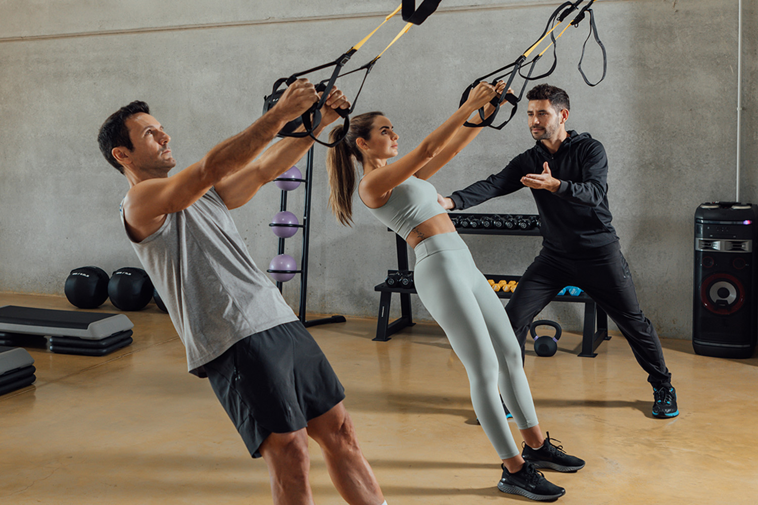 a group doing a TRX strength class at Canyon Ranch Lenox