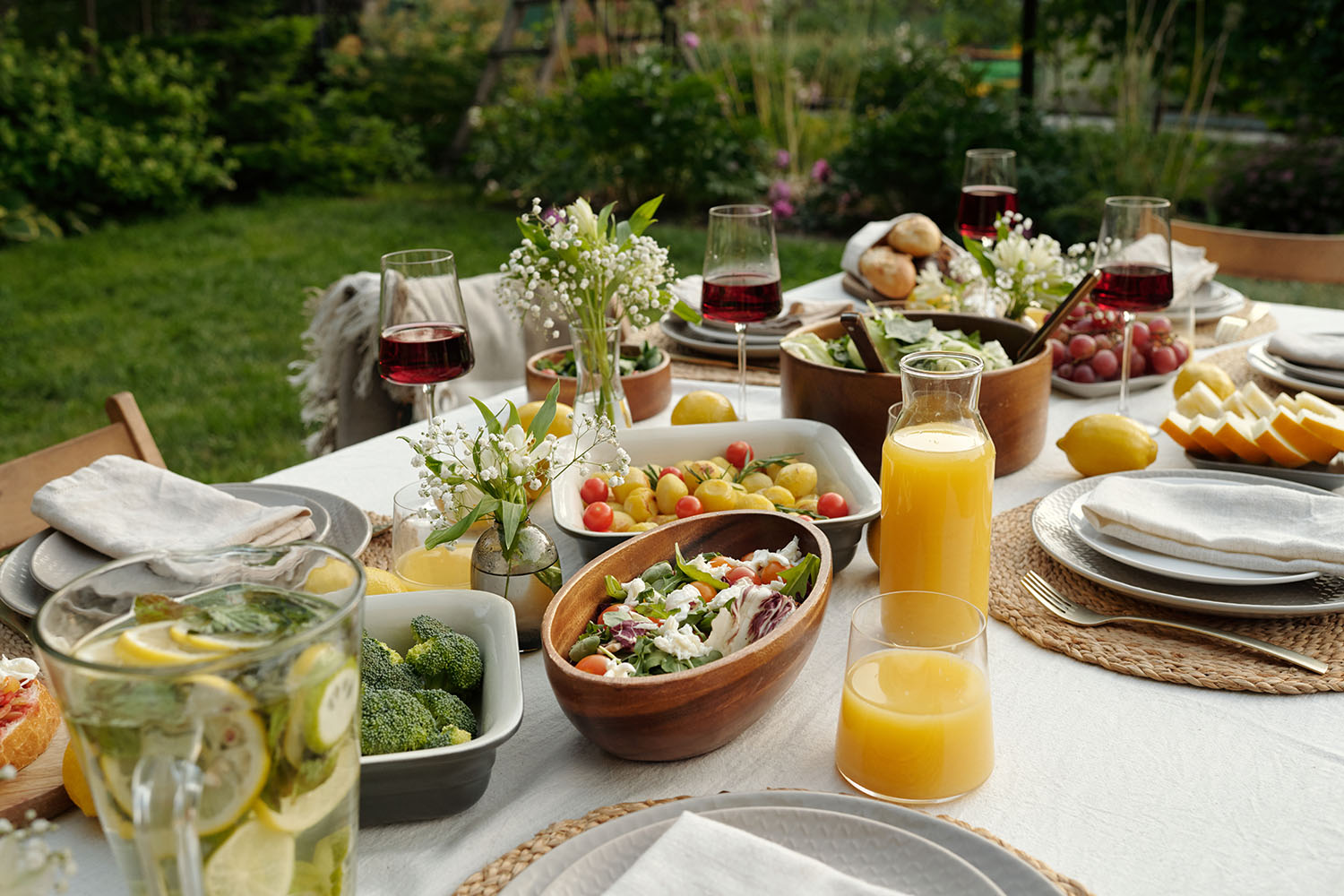 Table Scape with Food and Beverages 