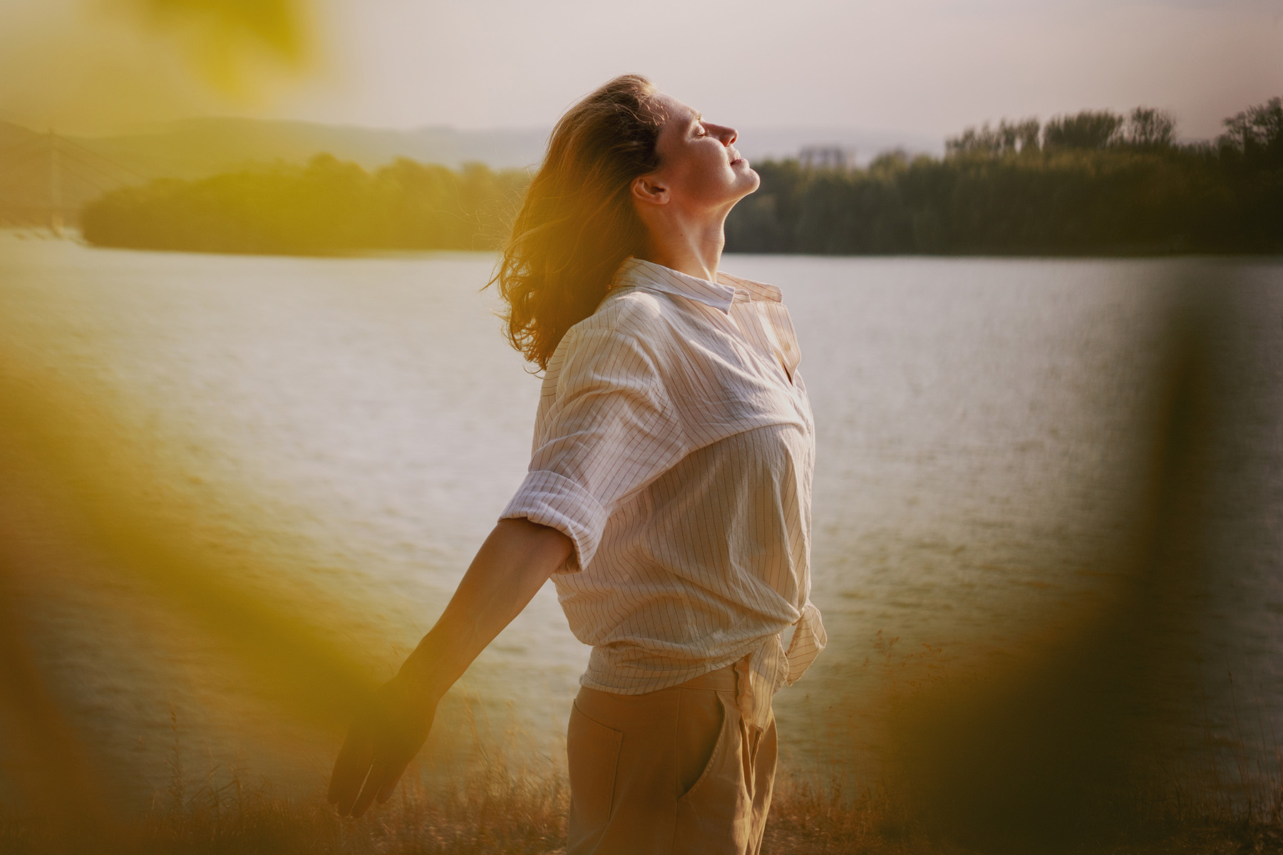 a woman meditating