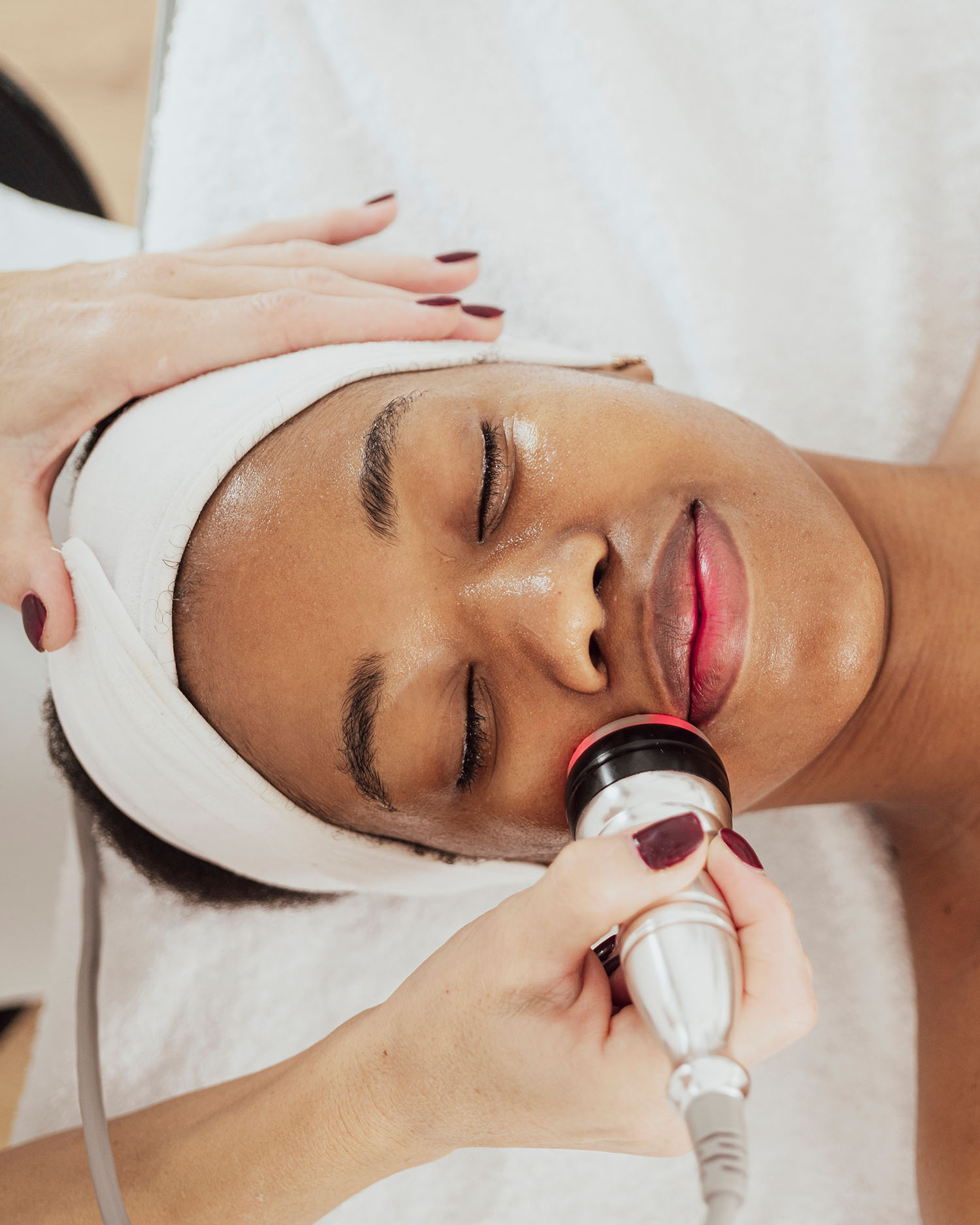 Woman getting a facial with LYMA® Laser at Canyon Ranch Spa in Fort Worth Texas