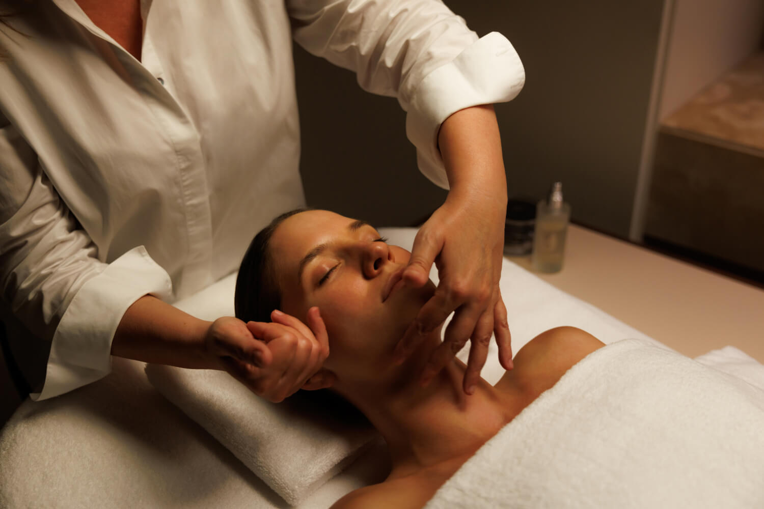 A woman getting a facial
