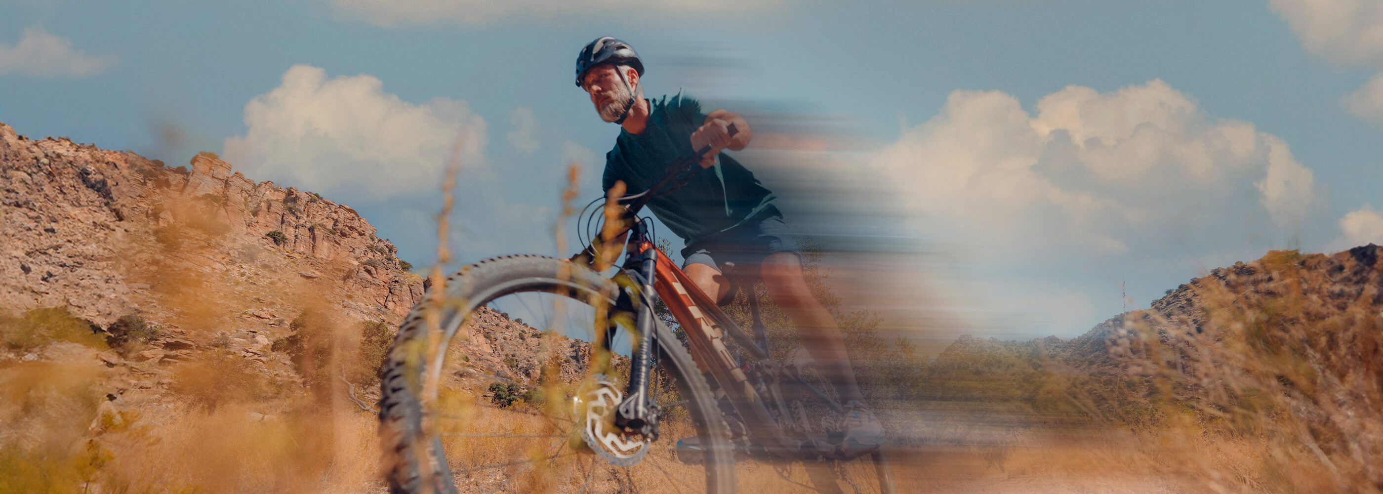 A man riding a mountain bike