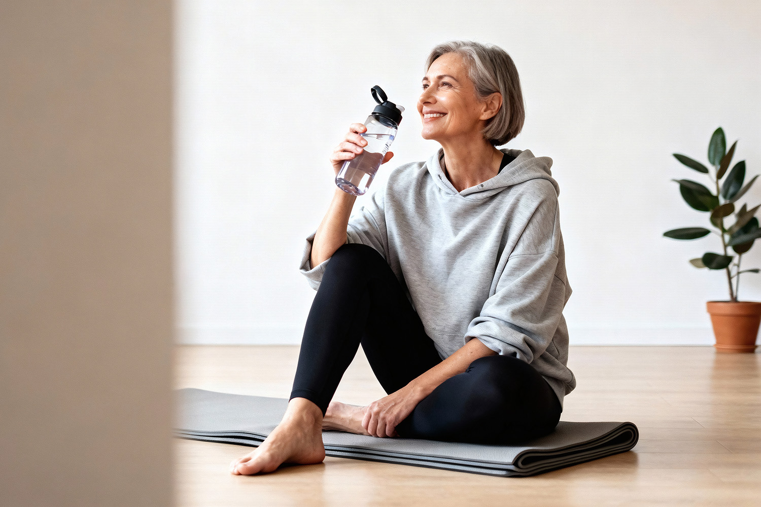 a woman drinking water