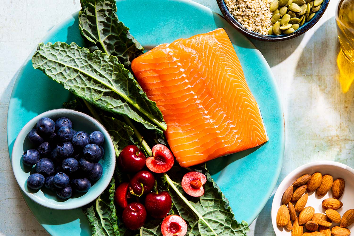 a display of healthy food