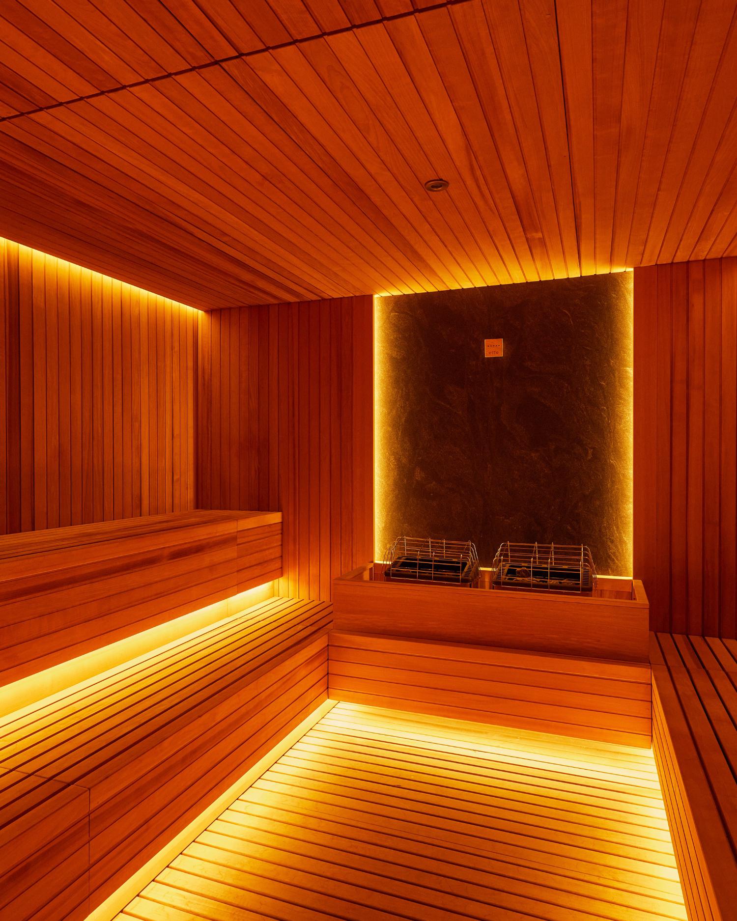The dry sauna at the Canyon Ranch Fort Worth Fitness Club + Spa