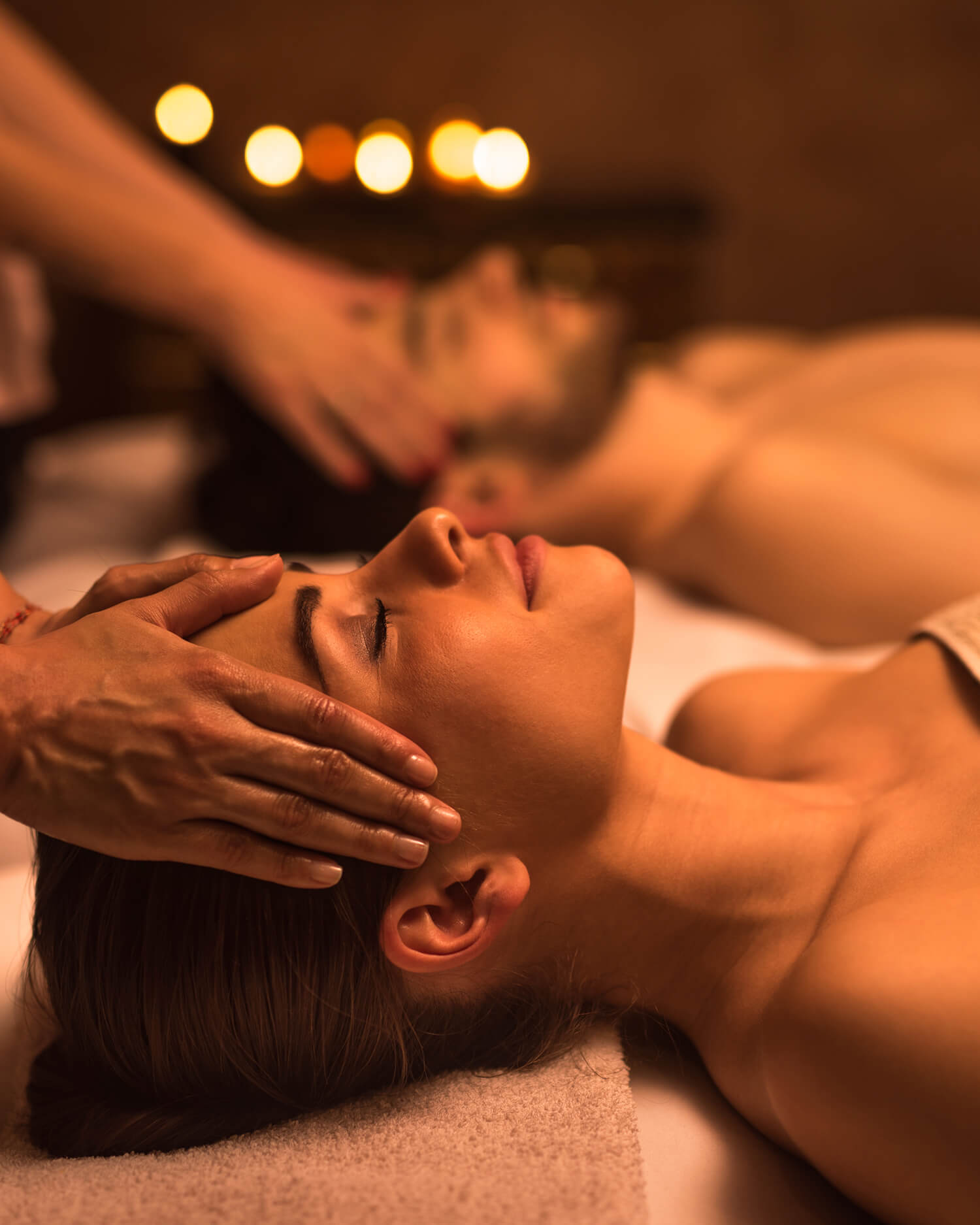 A couple getting a massage