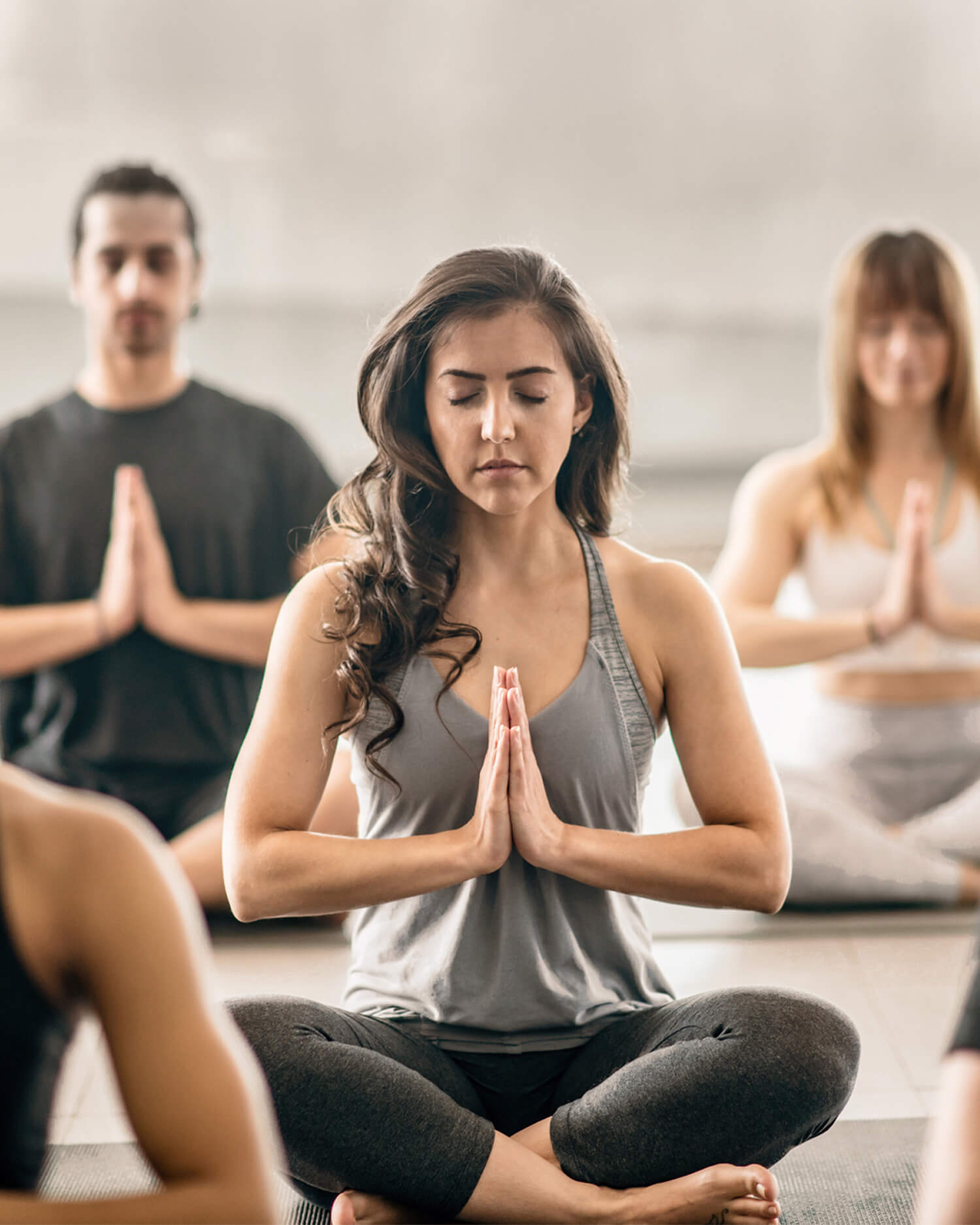 A group of people meditating