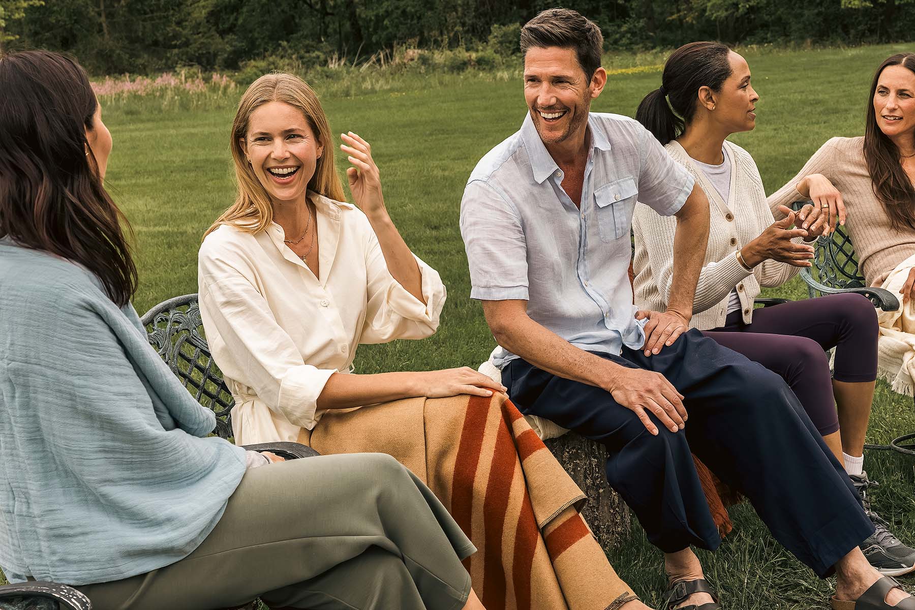 a group of people talking at Canyon Ranch Lenox