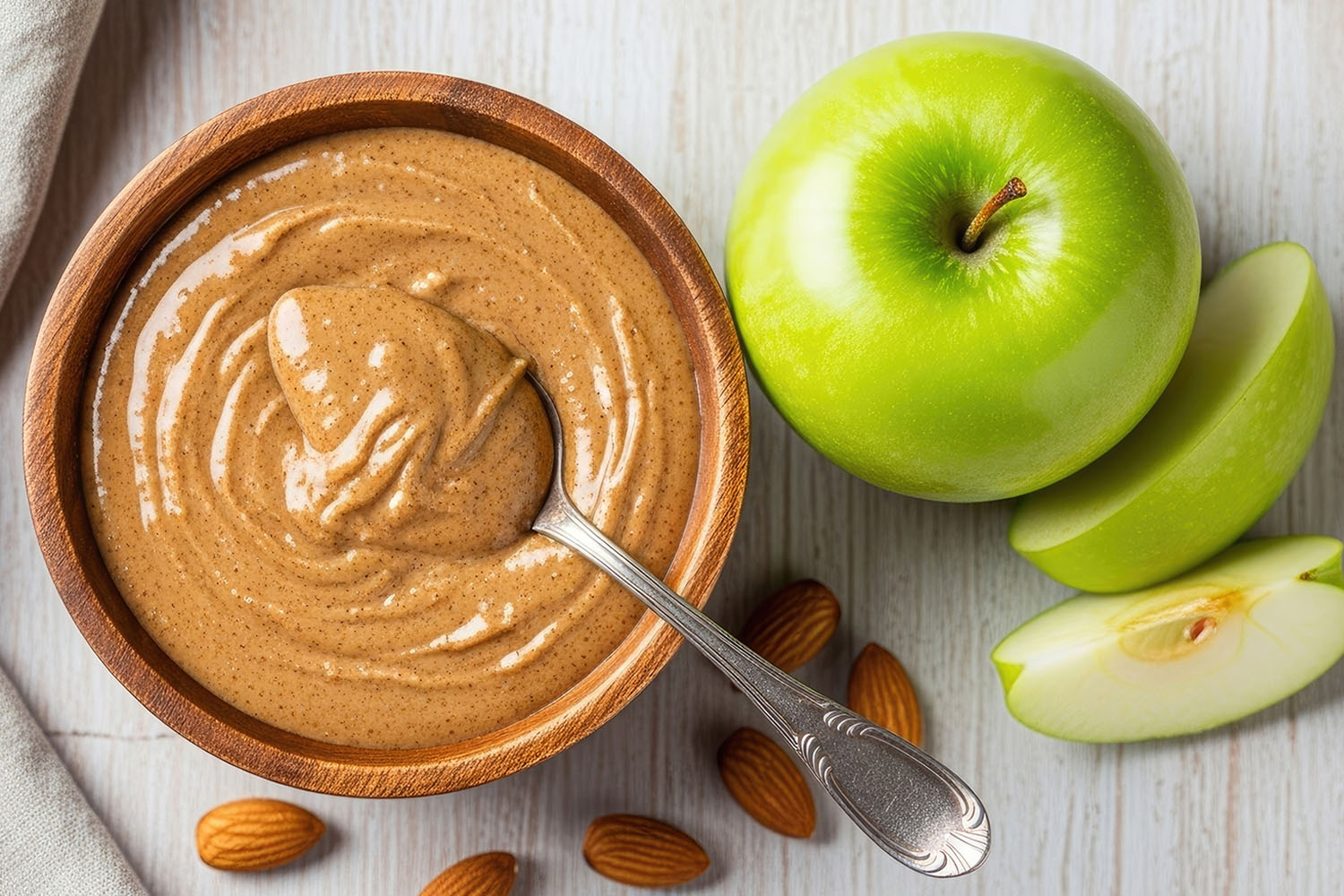 a display of spreads and apples