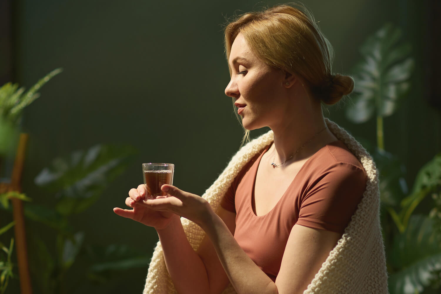 a woman meditating
