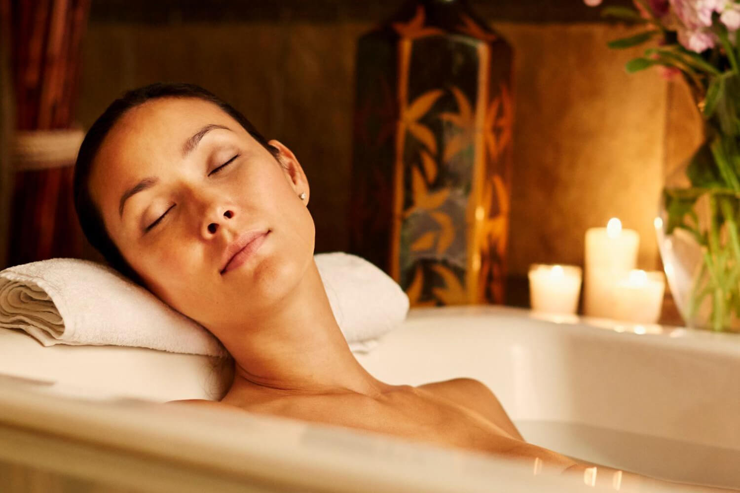 A woman in a soaking bath