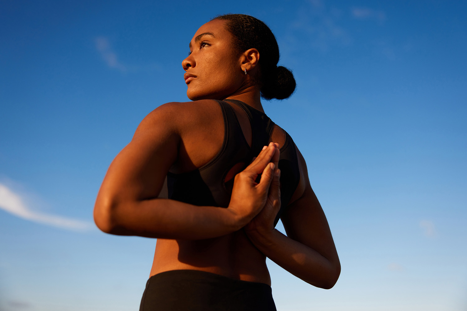 a woman stretching