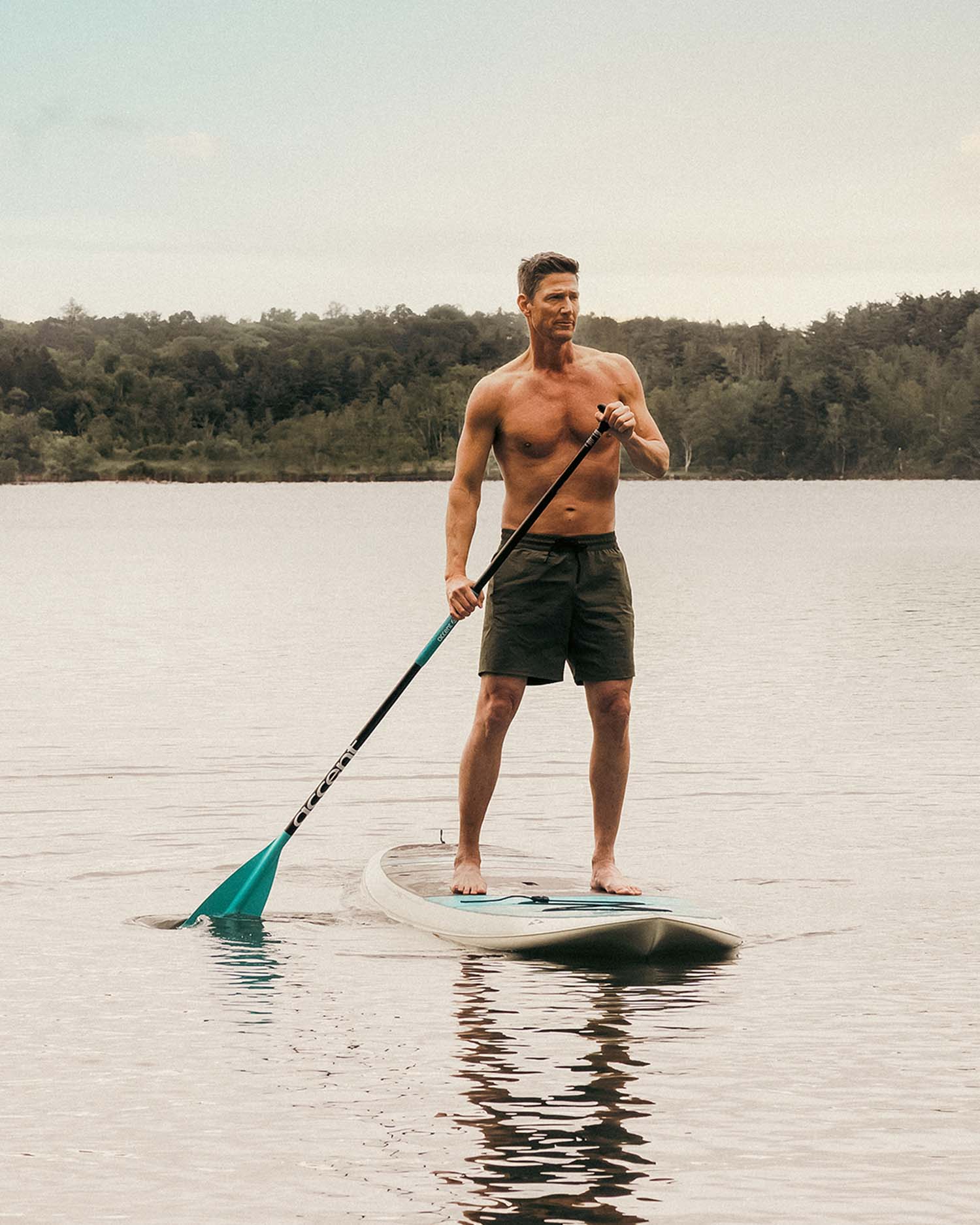 Man paddle boarding on the lake