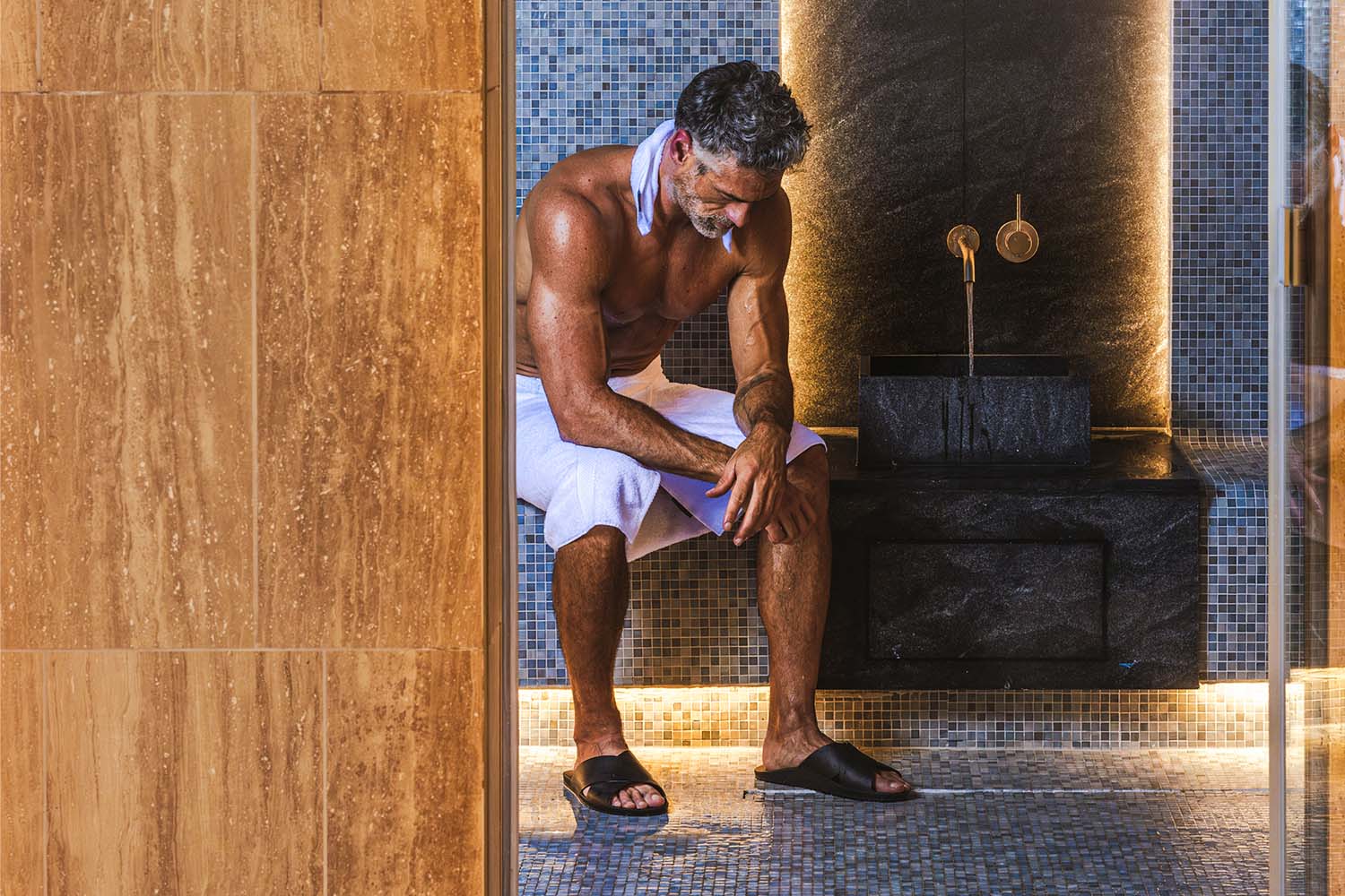 Man in Steam Room at Canyon Ranch Fort Worth Spa
