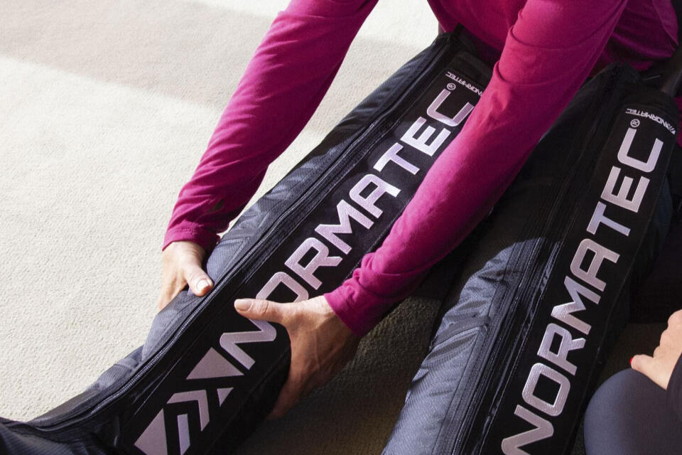 Woman in a dynamic air compression at CR Vitality