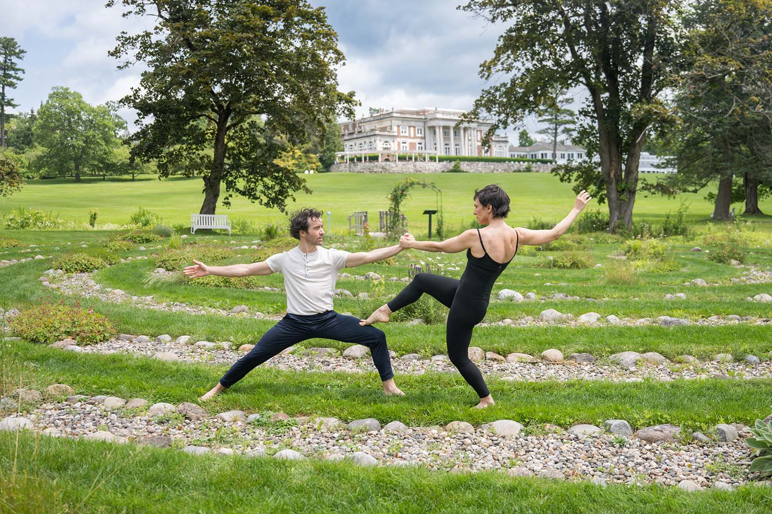 Two Dancers Dancing inside the Labyrinth at Canyon Ranch Lenox