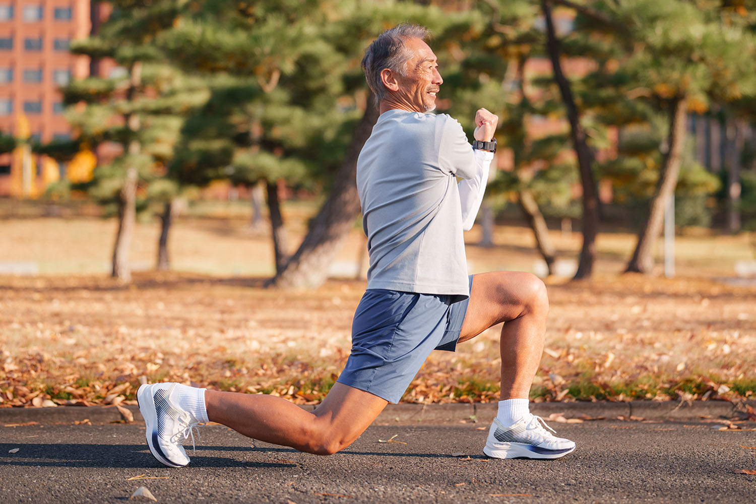 a man stretching