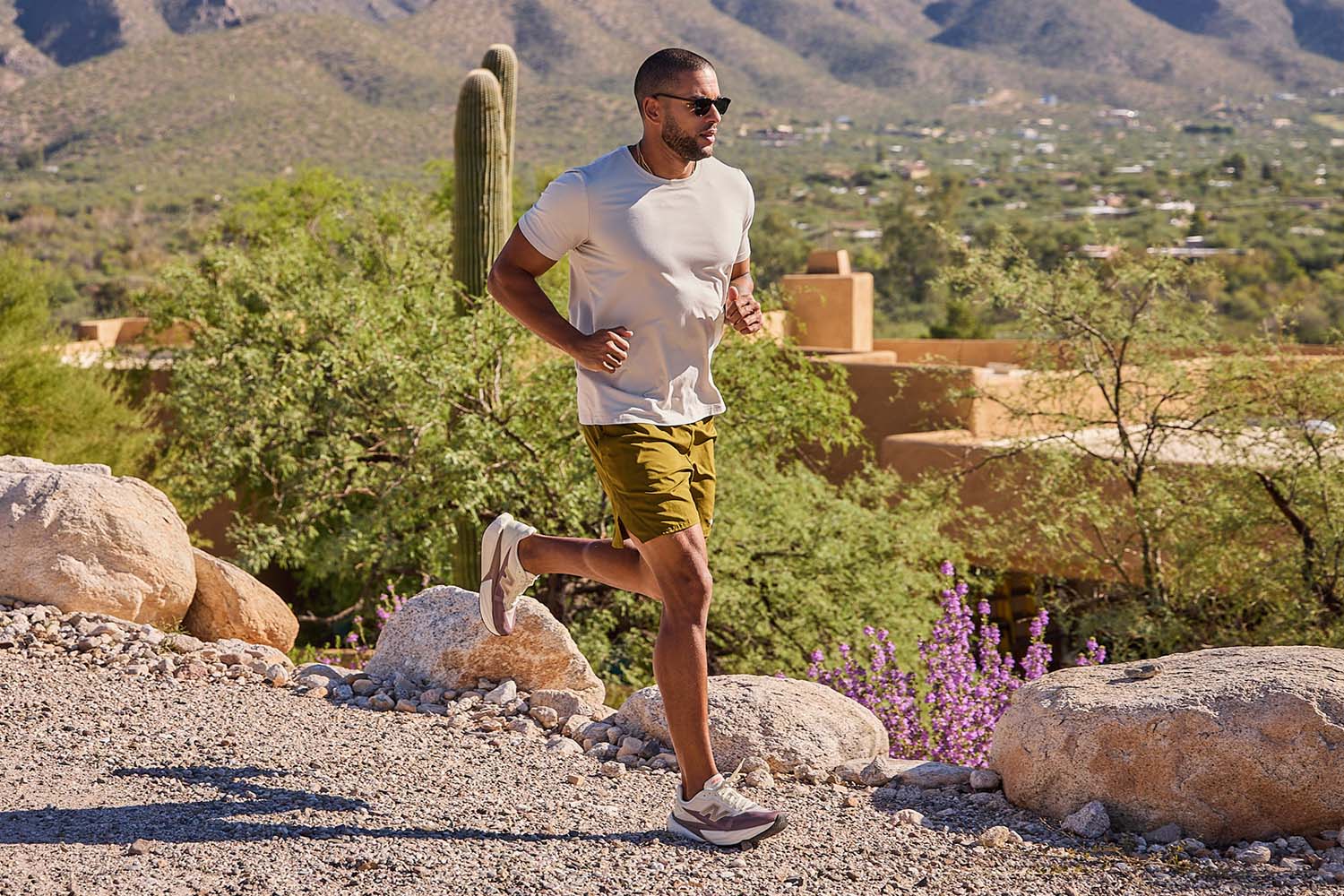 a man jogging in the Sonoran Desert at Canyon Ranch Tucson