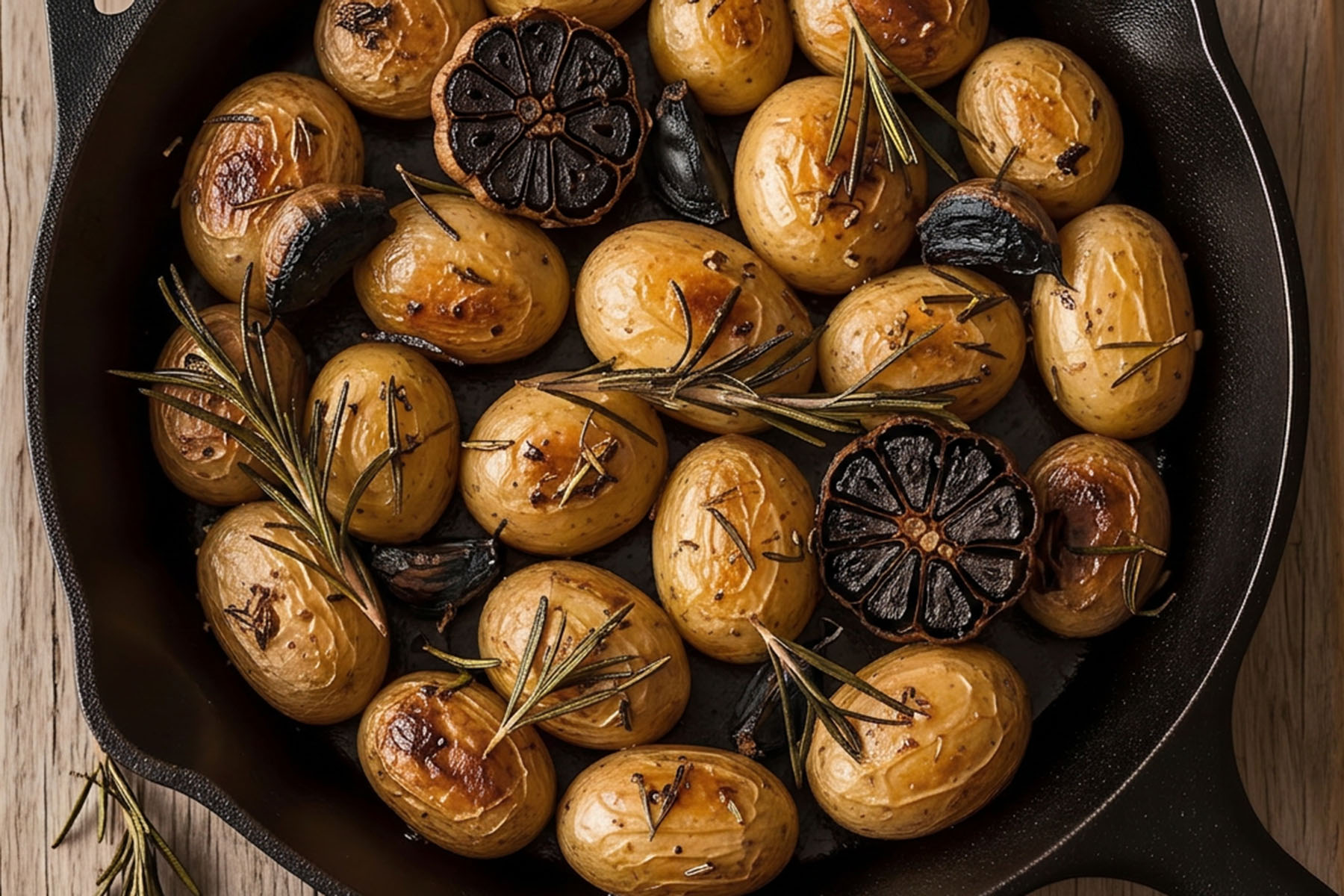 Pee Wee Potatoes with Black Garlic Vinaigrette 