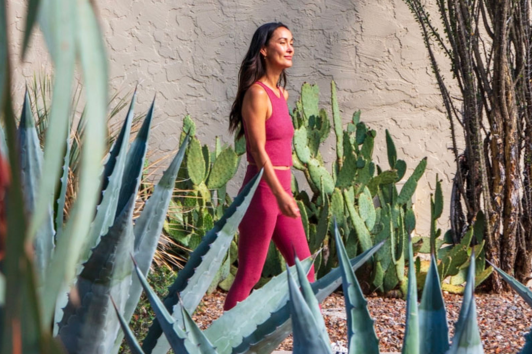 a woman walking through Canyon Ranch Tucson