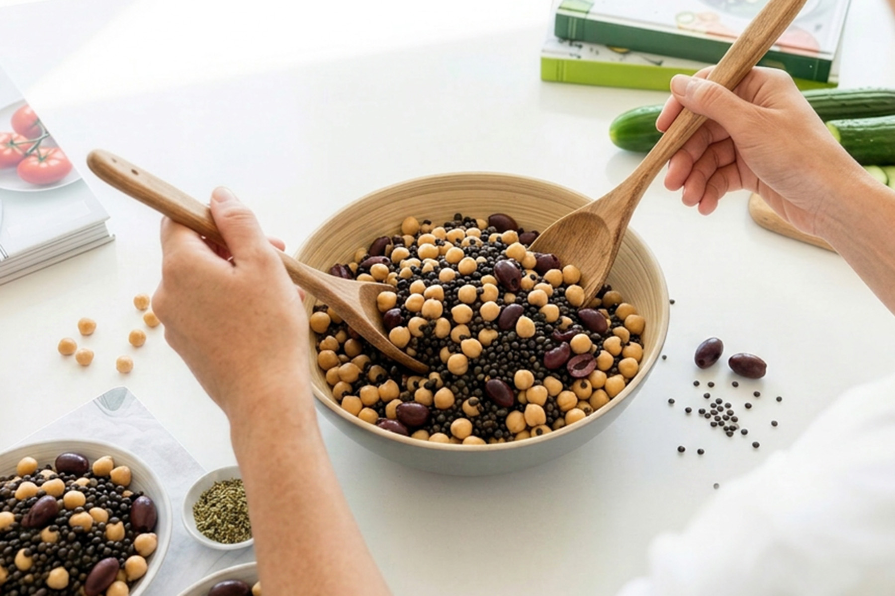 Chickpea, Black Lentil & Olive Salad  