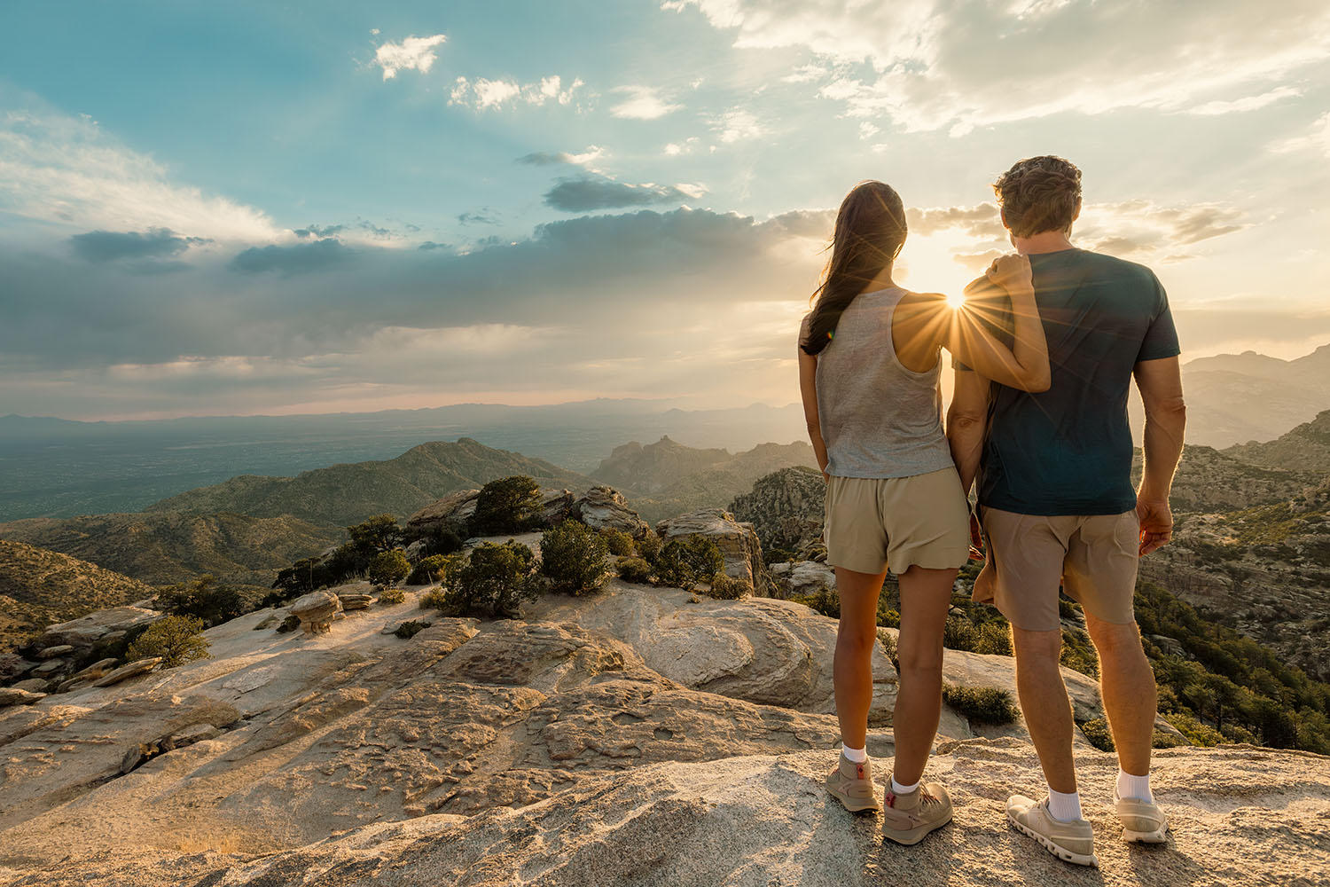 A couple standing on the Sonoran Desert