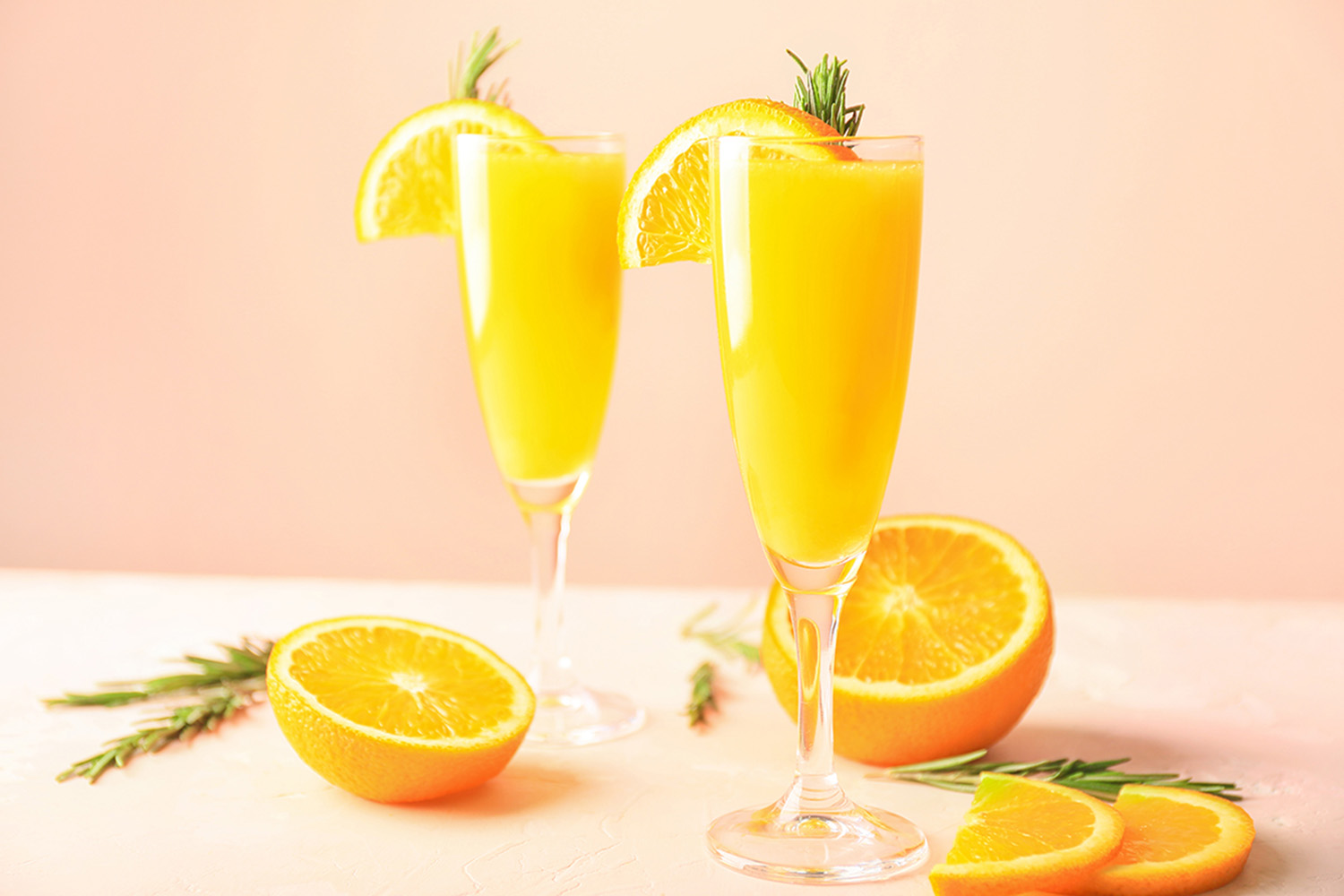 Two Mimosas Decorated With Oranges