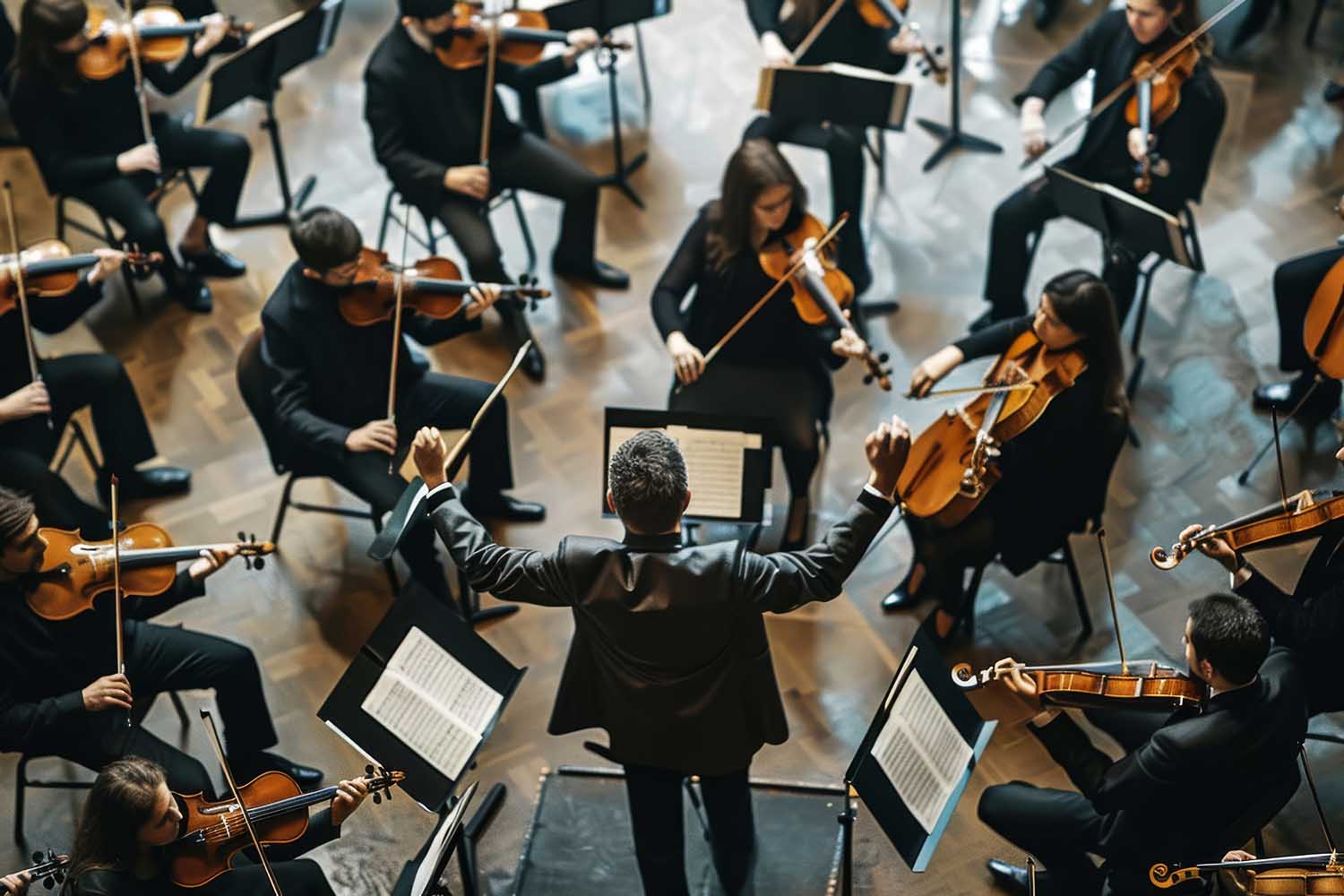 Conductor with Orchestra From Above