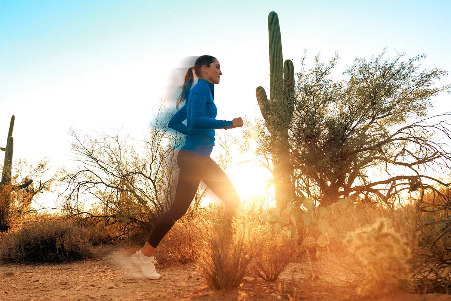 a woman running outside