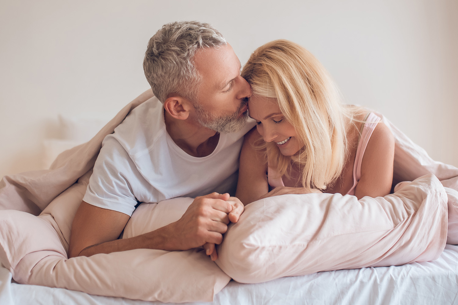 a couple kissing