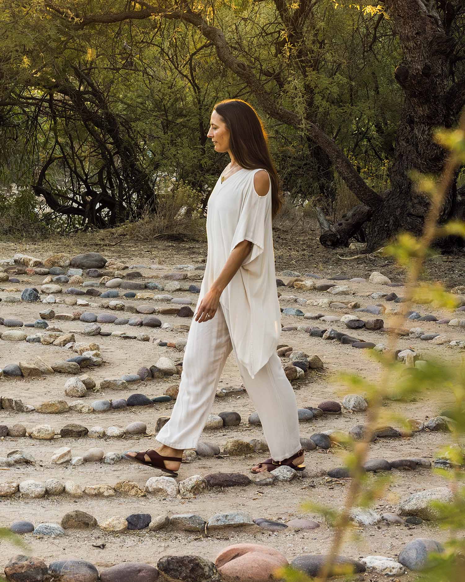 a woman walking the labyrinth at Canyon Ranch Tucson
